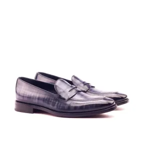 DapperFam Luciano in Grey Men's Hand-Painted Patina Loafer