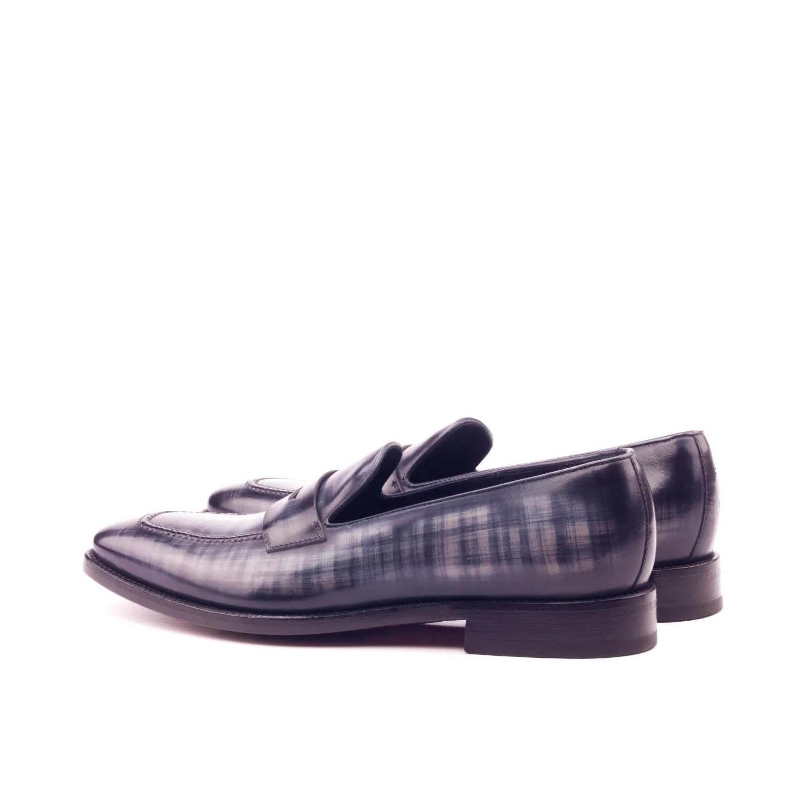 DapperFam Luciano in Grey Men's Hand-Painted Patina Loafer