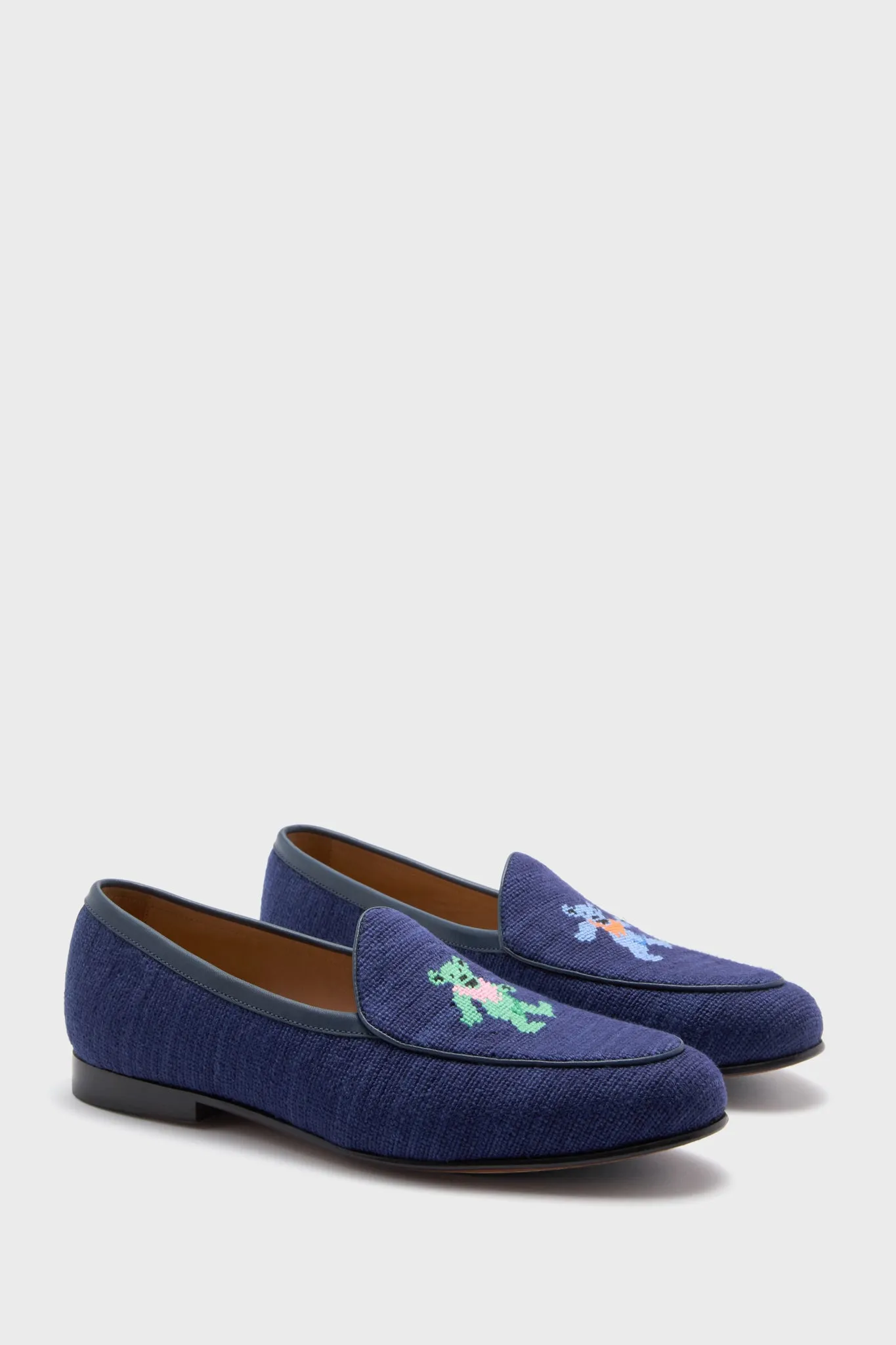 Dark Navy Dancing Bears Belgian Loafers