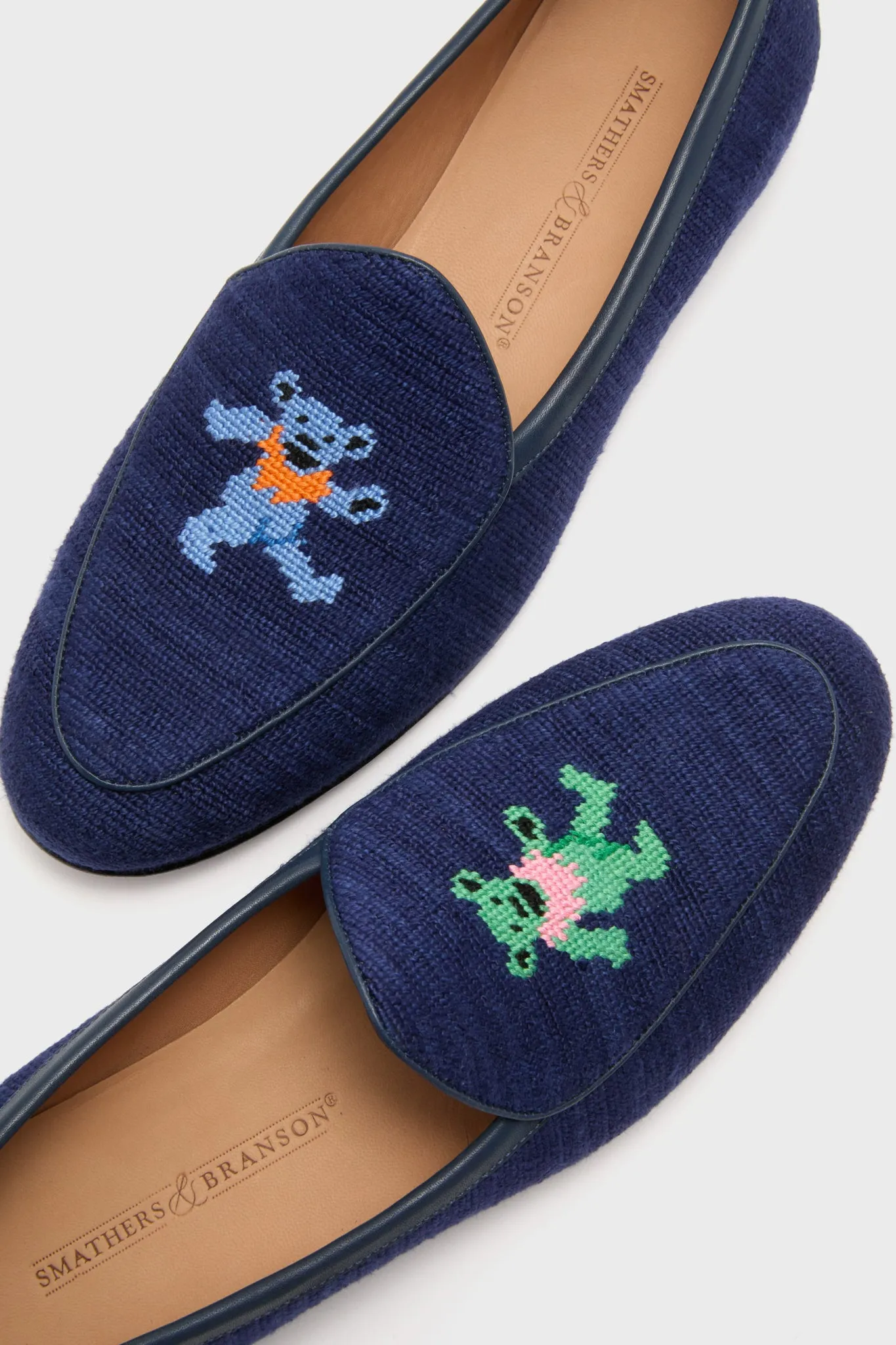 Dark Navy Dancing Bears Belgian Loafers