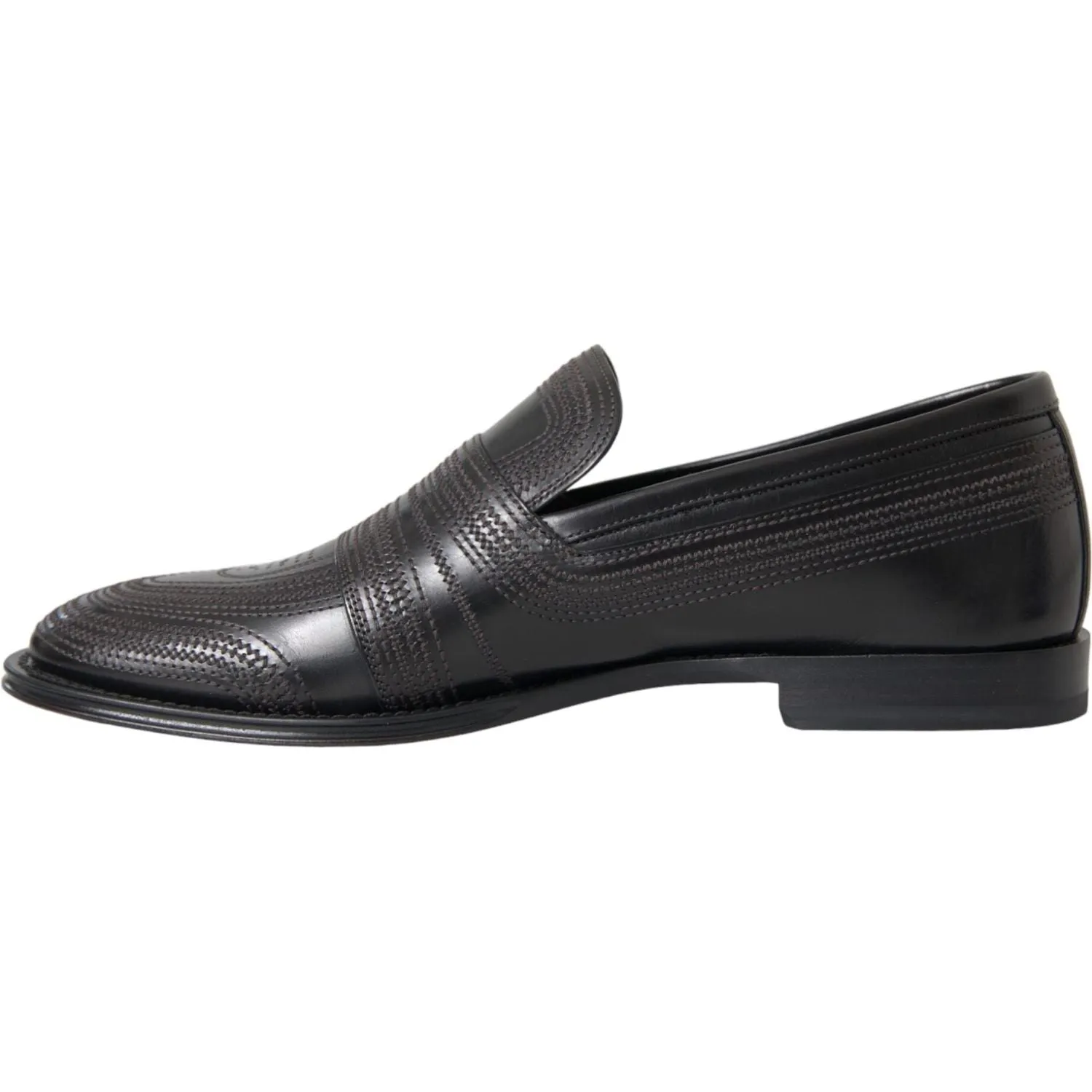 Dolce & Gabbana Black Brown Leather Loafer Men Dress Shoes