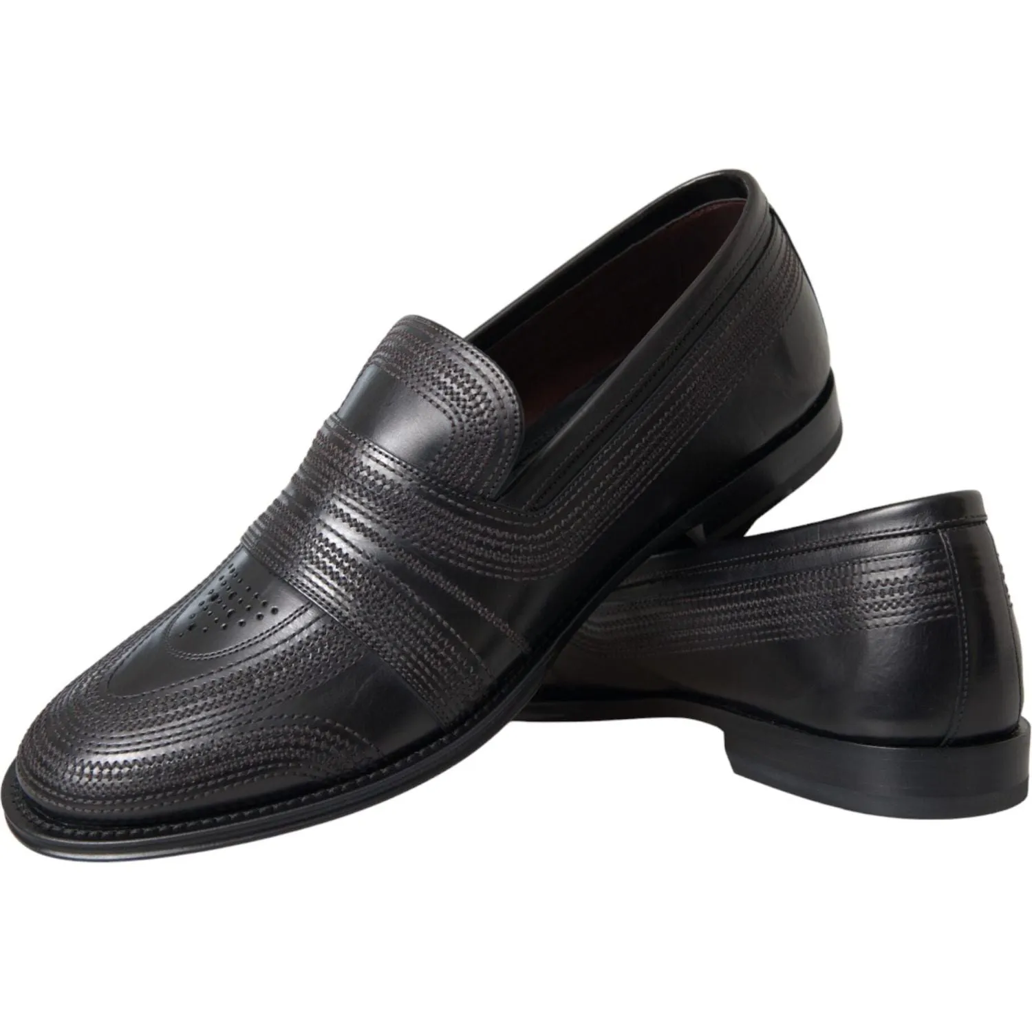 Dolce & Gabbana Black Brown Leather Loafer Men Dress Shoes