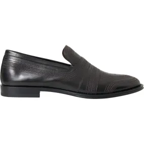 Dolce & Gabbana Black Brown Leather Loafer Men Dress Shoes