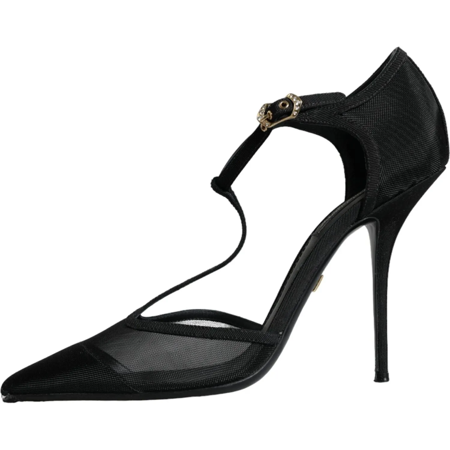 Dolce & Gabbana Black Mesh T-strap Stiletto High Heels Shoes