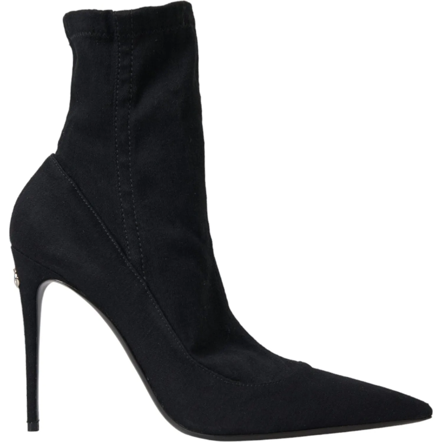 Dolce & Gabbana Black Stiletto Heels Denim Ankle Boots Shoes