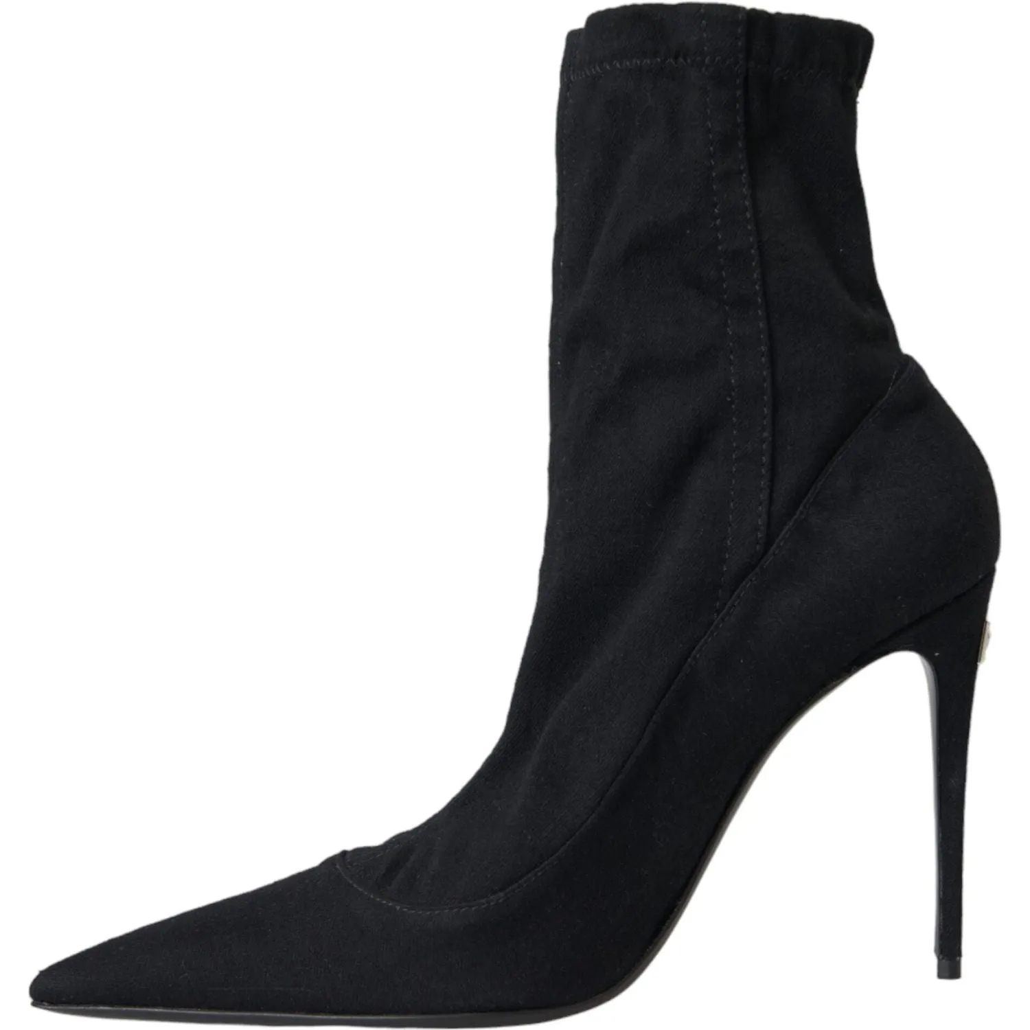 Dolce & Gabbana Black Stiletto Heels Denim Ankle Boots Shoes