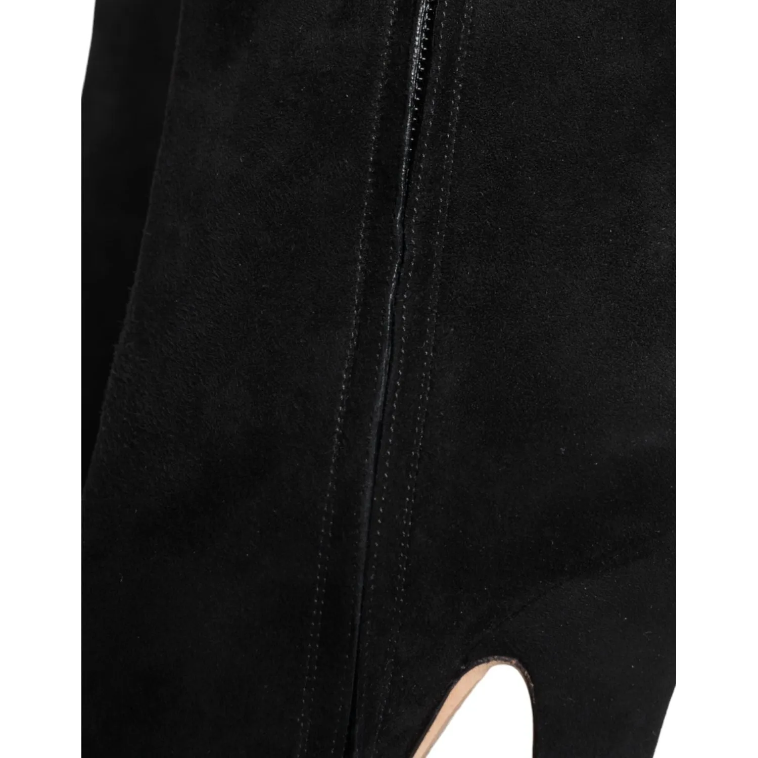 Dolce & Gabbana Black Suede Leather Mid Calf Boots Shoes