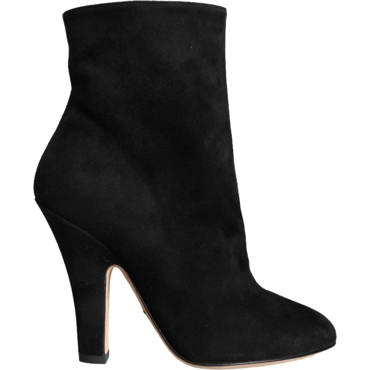 Dolce & Gabbana Black Suede Leather Mid Calf Boots Shoes