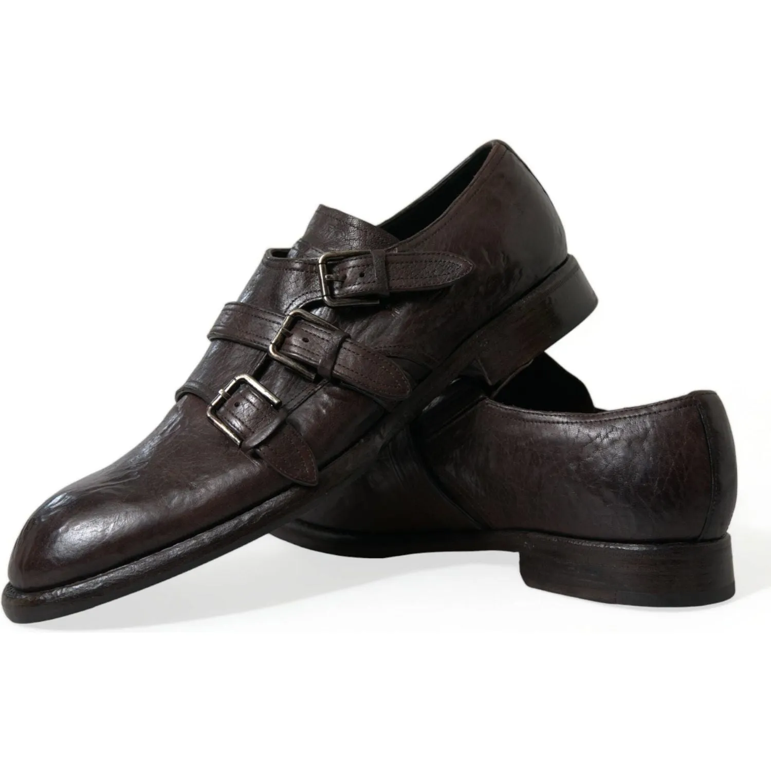 Dolce & Gabbana Elegant Triple Buckle Leather Dress Shoes