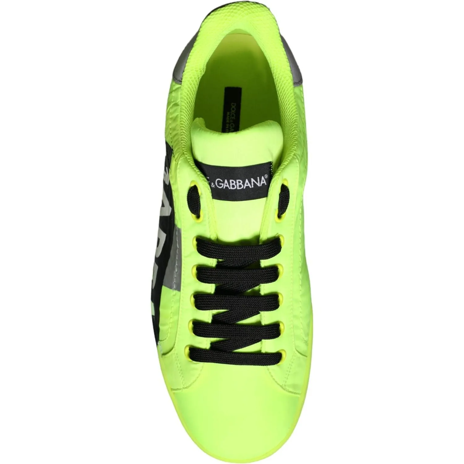 Dolce & Gabbana Neon Green Logo Tape Low Top Sneakers Shoes