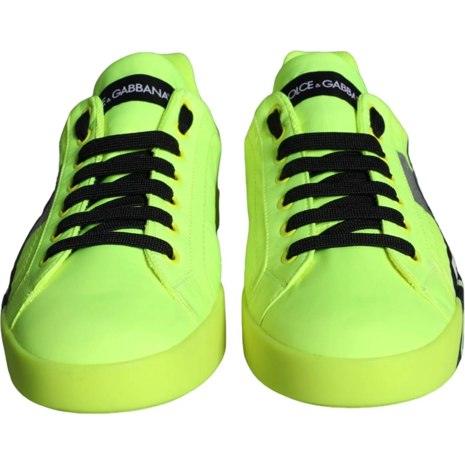 Dolce & Gabbana Neon Green Logo Tape Low Top Sneakers Shoes