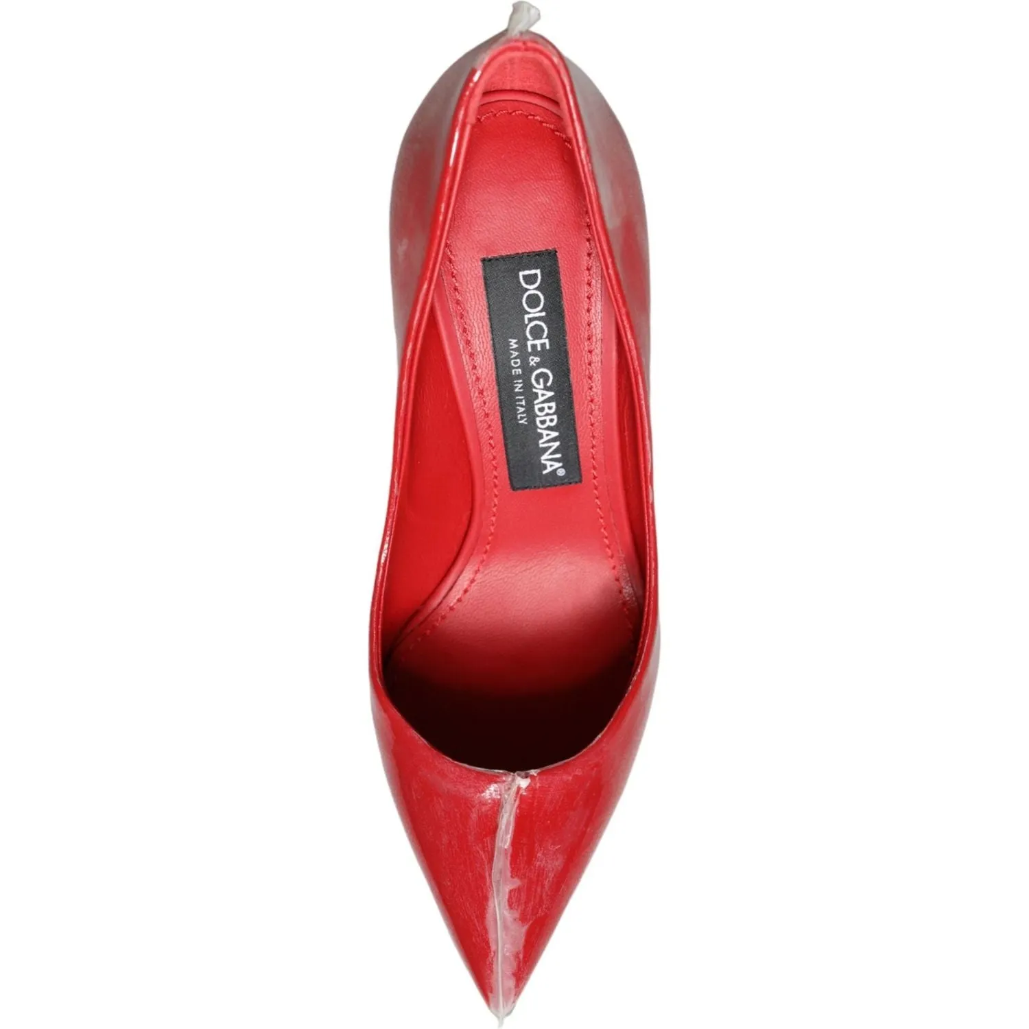 Dolce & Gabbana Red Patent Leather Faux Pearl Heels Pumps Shoes