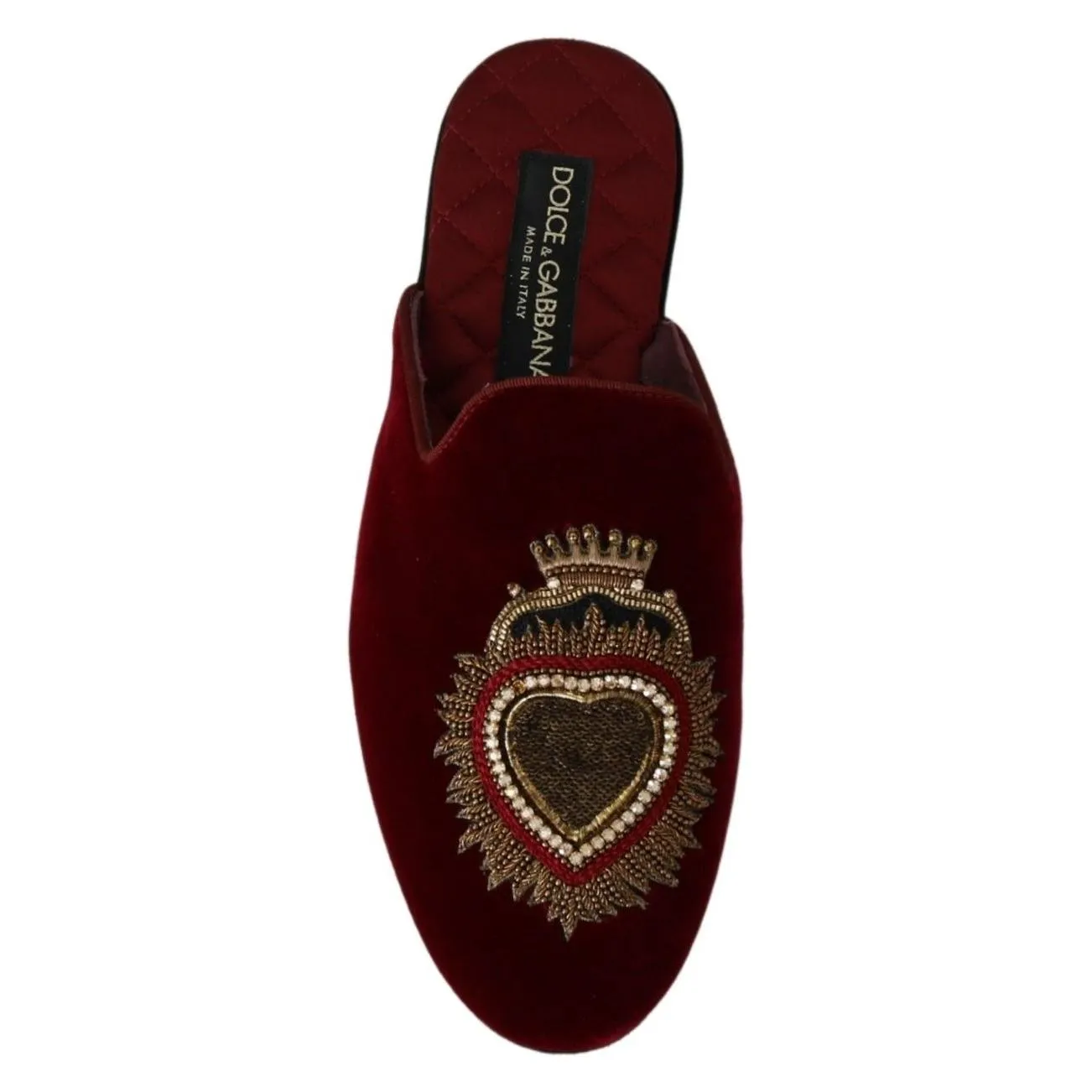 Dolce & Gabbana Red Velvet Embroidered Slides