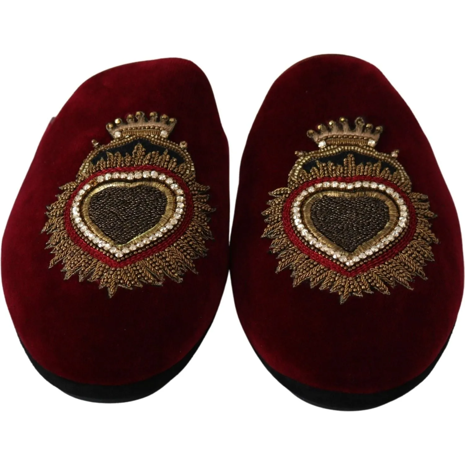 Dolce & Gabbana Red Velvet Embroidered Slides