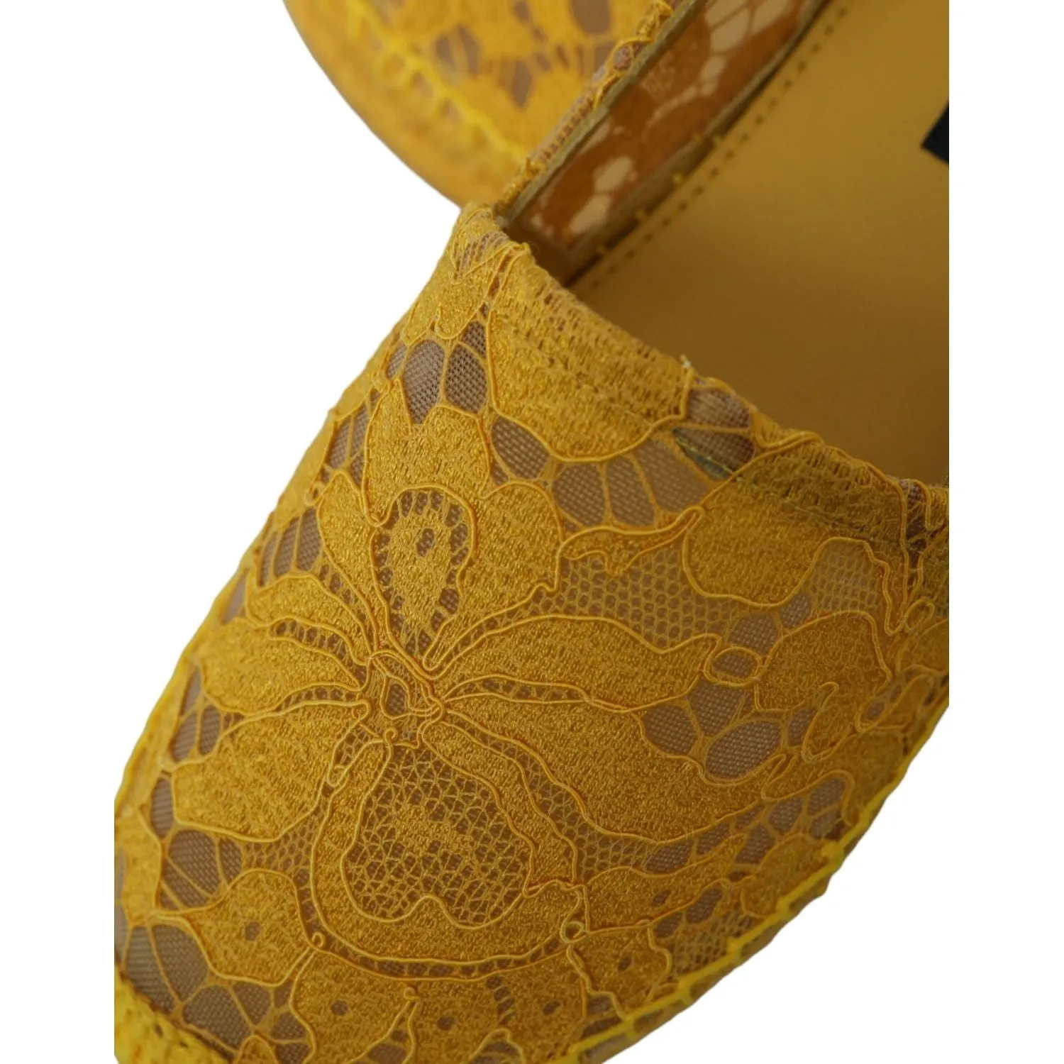 Dolce & Gabbana Yellow Taormina Lace Espadrille Loafers Flats Shoes