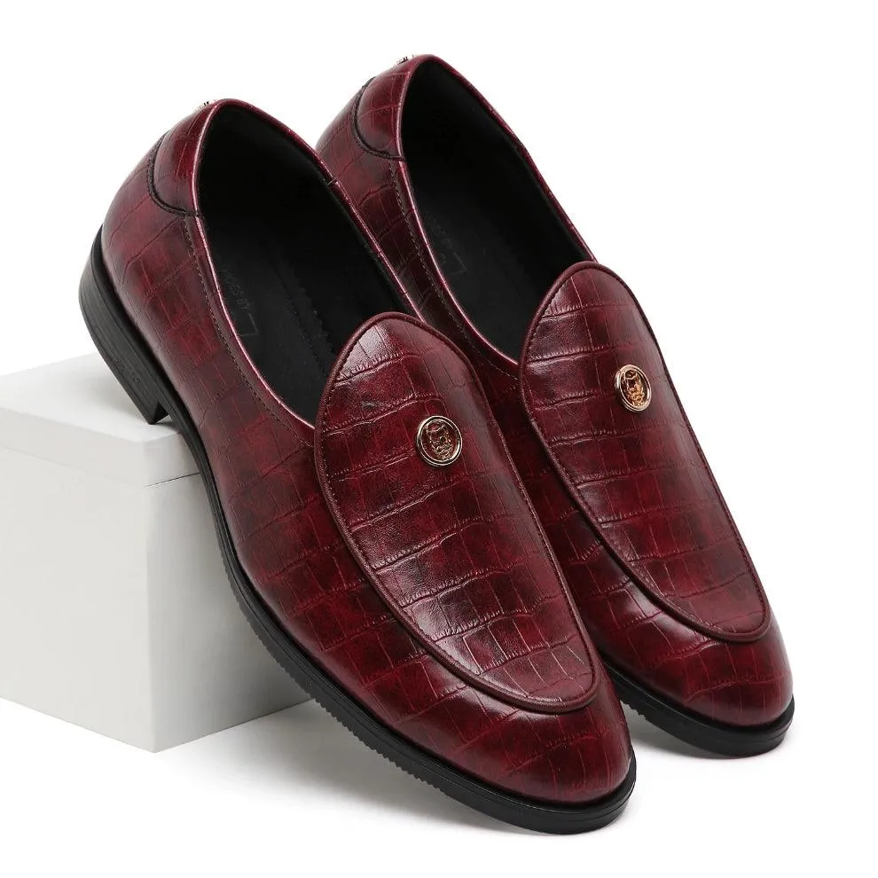 Elliot- Cherry Red Croco Signature Slipons