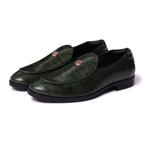 Elliot- Green Croco Signature Slipons