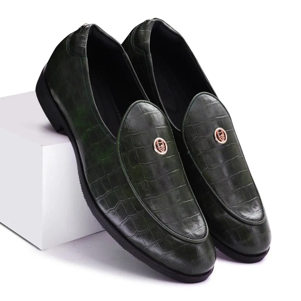 Elliot- Green Croco Signature Slipons