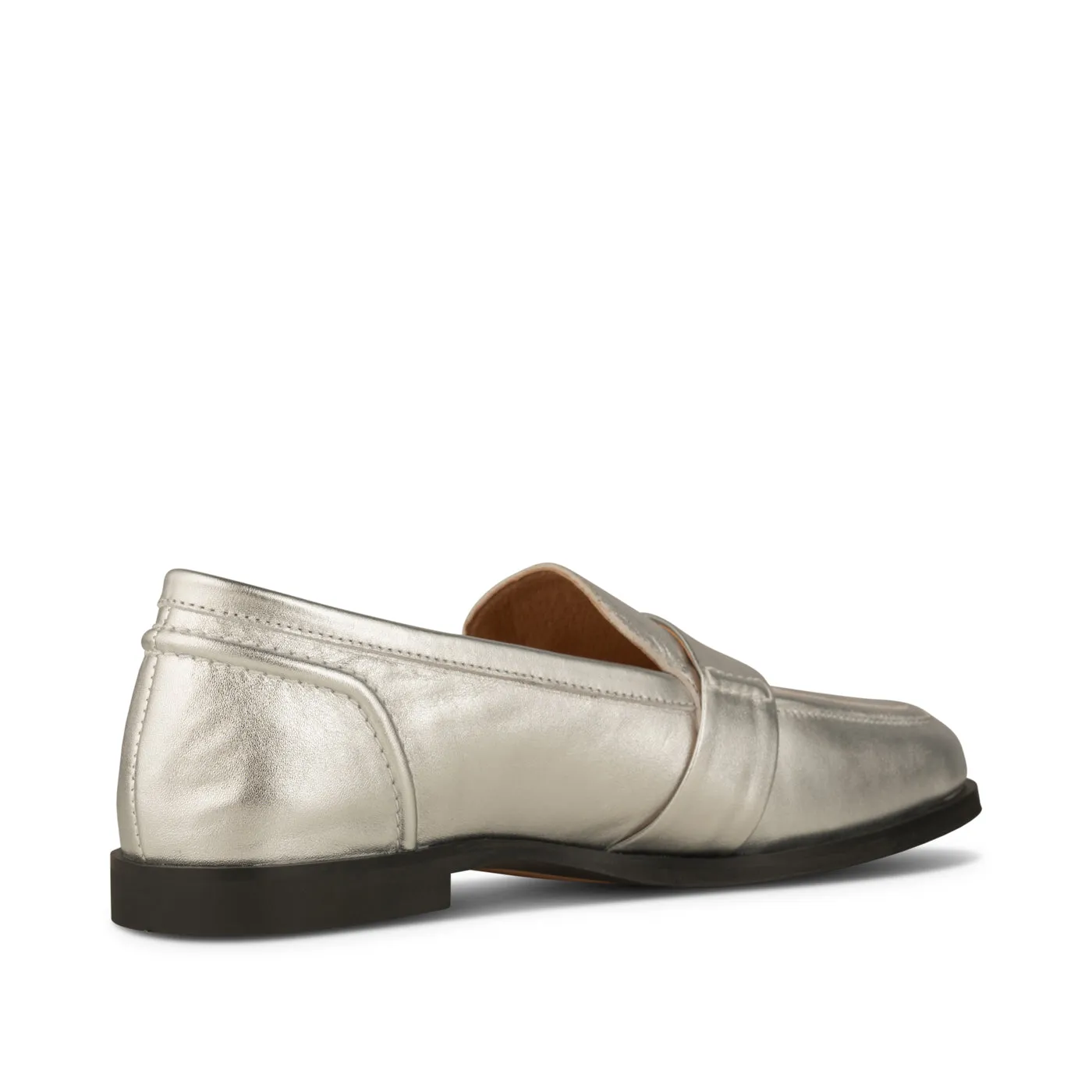 Erika saddle loafer læder - SILVER METALLIC