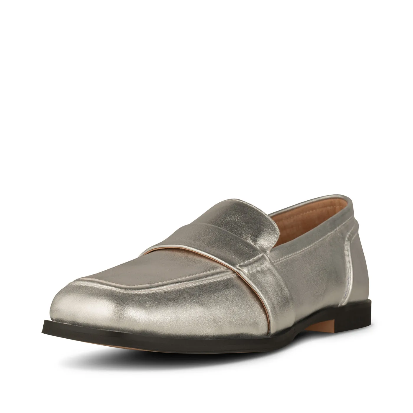 Erika saddle loafer læder - SILVER METALLIC