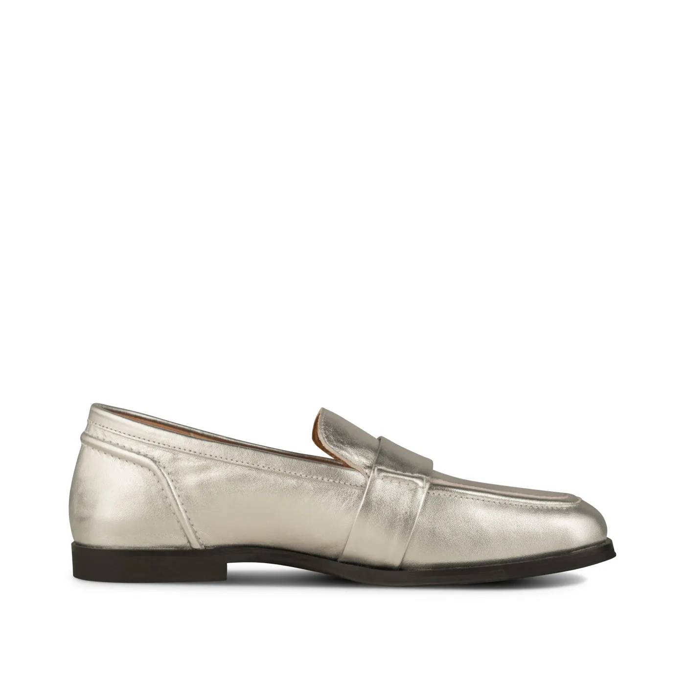 Erika saddle loafer læder - SILVER METALLIC