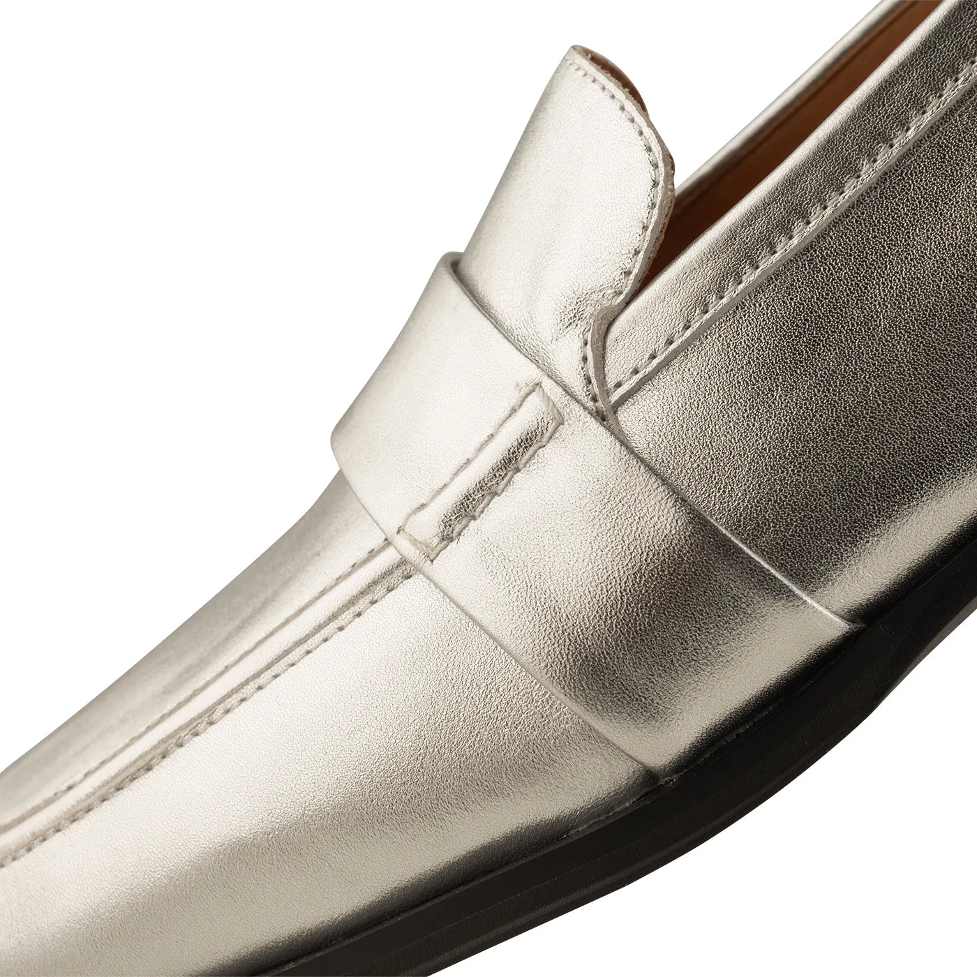 Erika saddle loafer læder - SILVER METALLIC