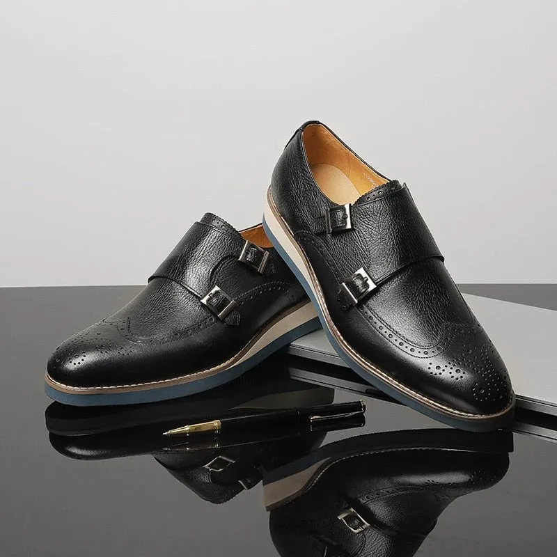 Exotic Texture Wingtip Platform Loafers