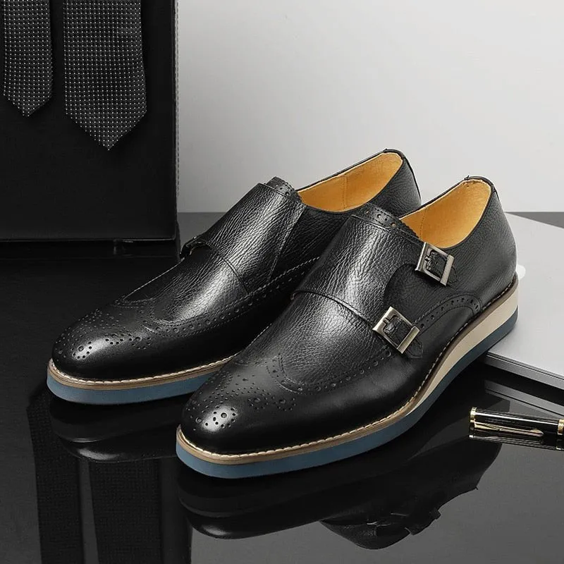 Exotic Texture Wingtip Platform Loafers