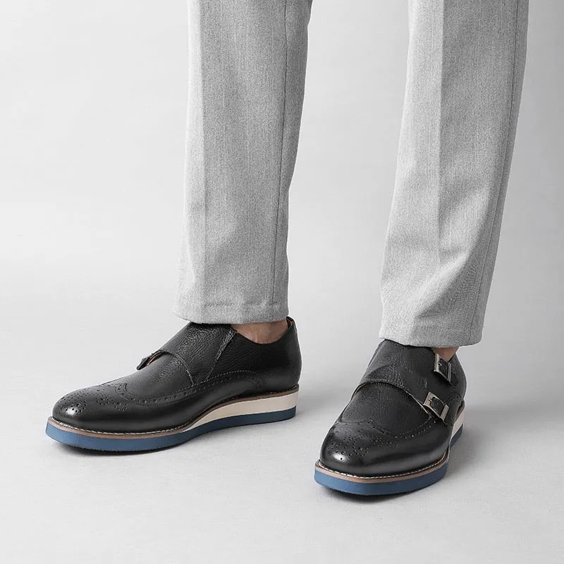 Exotic Texture Wingtip Platform Loafers