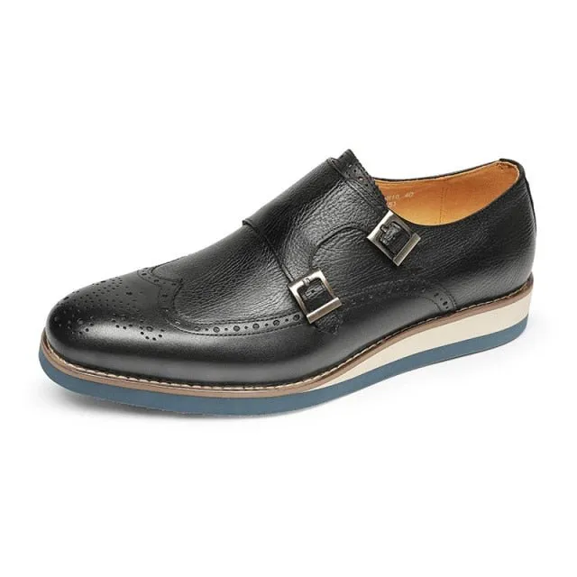 Exotic Texture Wingtip Platform Loafers