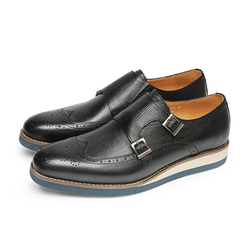 Exotic Texture Wingtip Platform Loafers