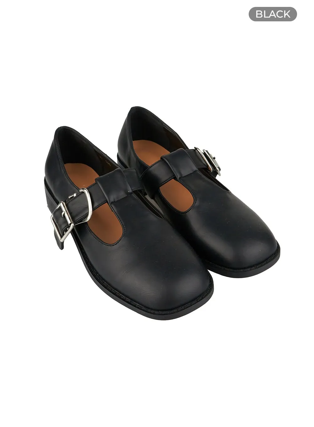 Faux Leather Buckle Loafers OG409