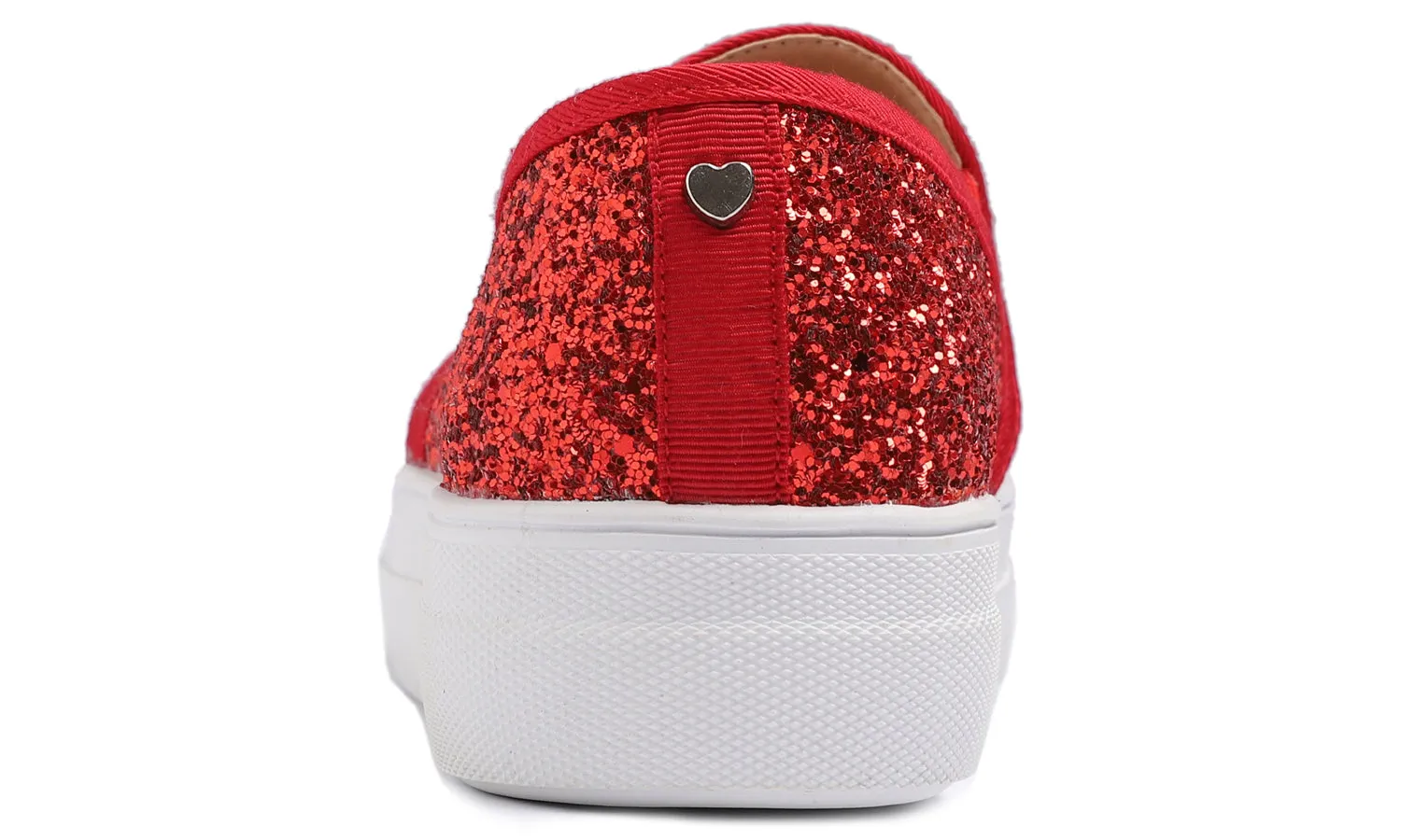 Feversole Women's Glitter Red Platform Slip On Sneaker Casual Flat Loafers