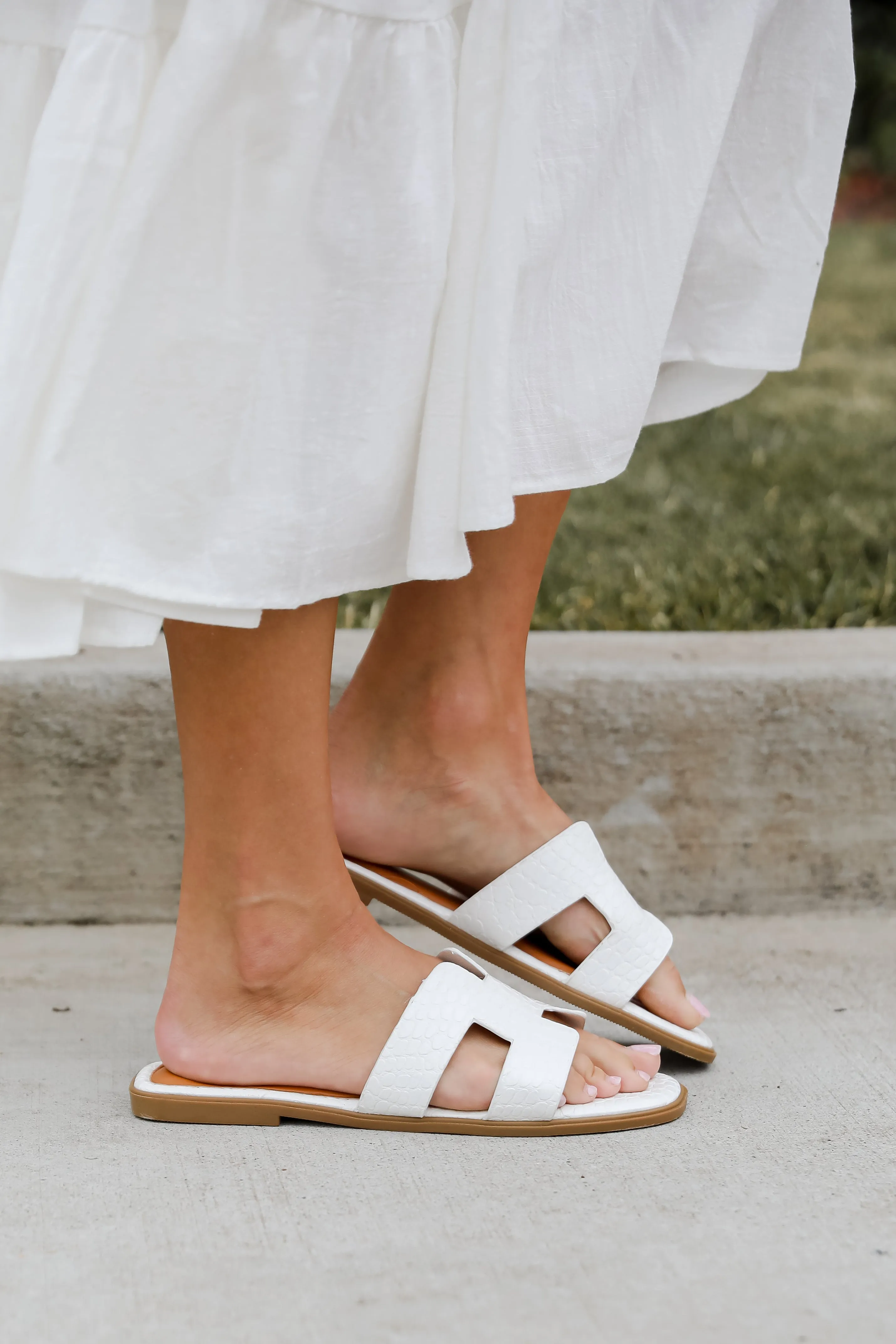 FINAL SALE - Take The Chance White Slide Sandals