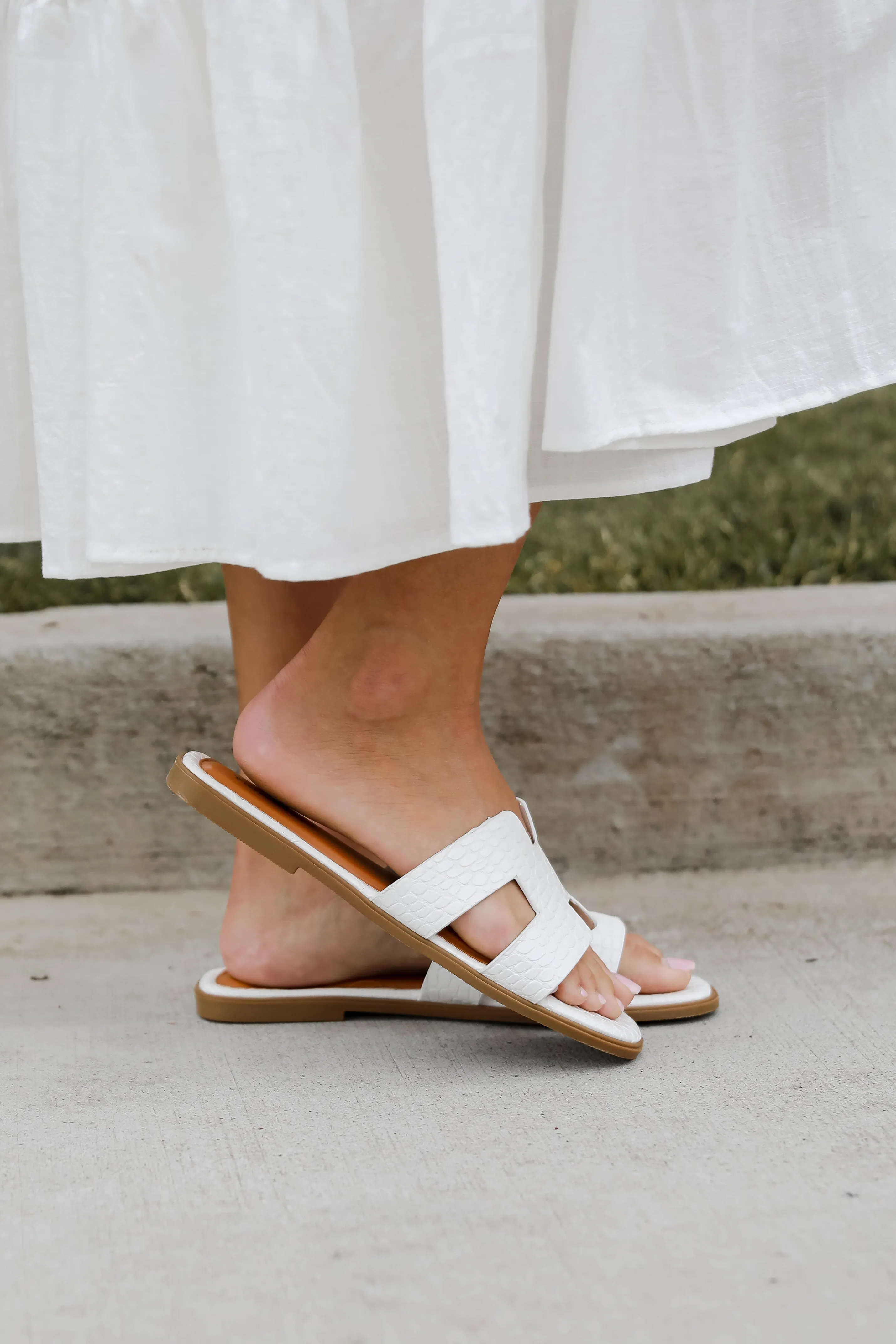 FINAL SALE - Take The Chance White Slide Sandals