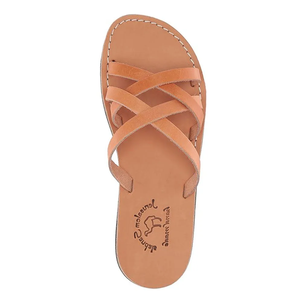 Gad - Leather Criss Cross Strap Sandal | Tan