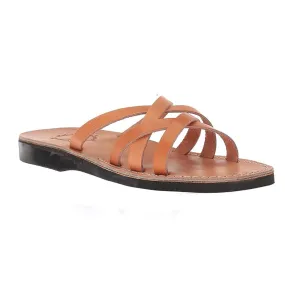 Gad - Leather Criss Cross Strap Sandal | Tan