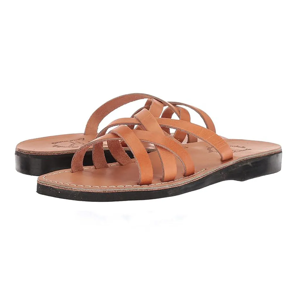 Gad - Leather Criss Cross Strap Sandal | Tan