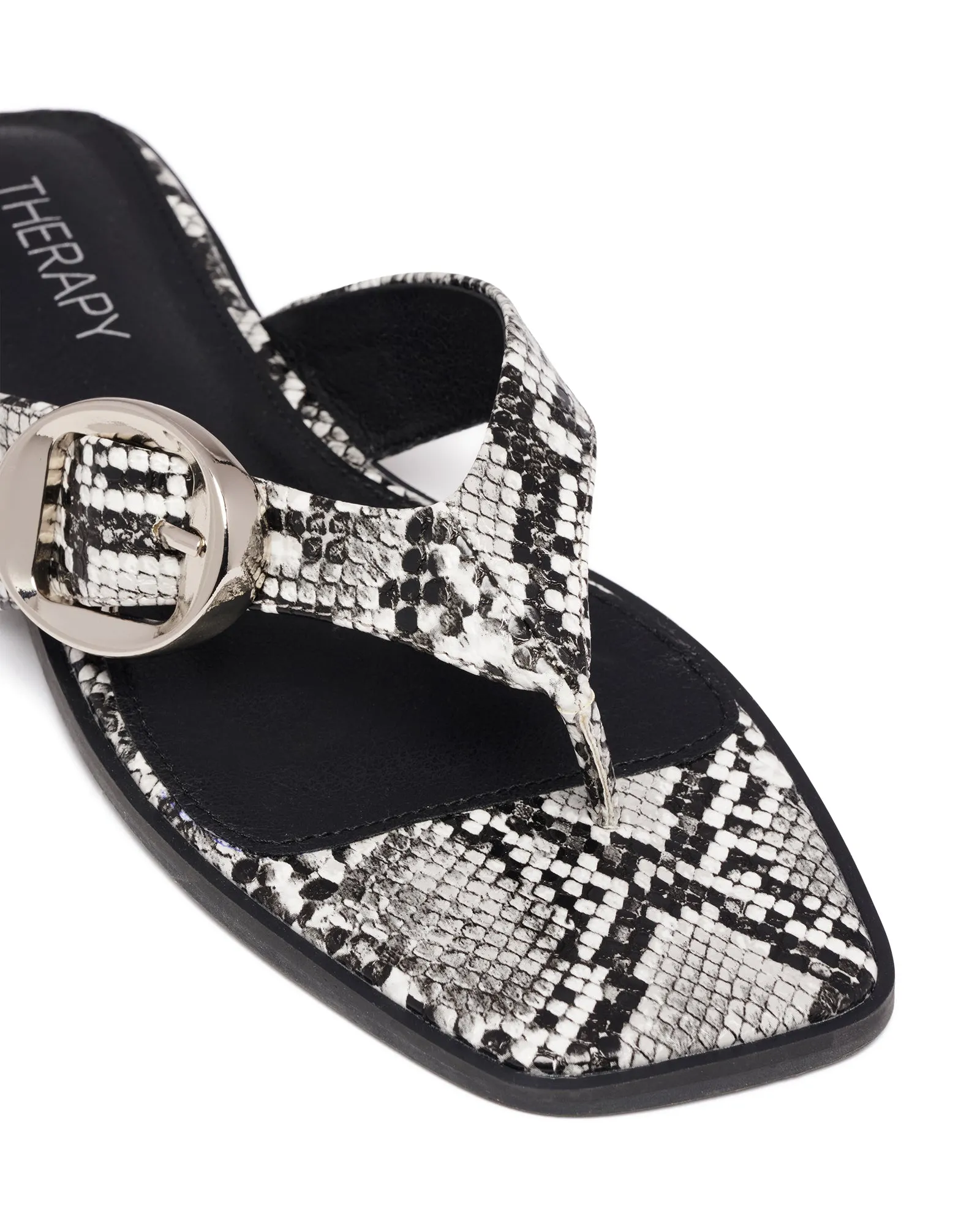 Gallery Thong Sandal Black/White Snake