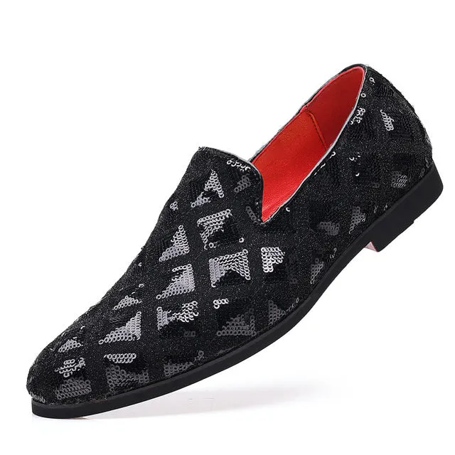 Geometric Sequins Loafers Shoes