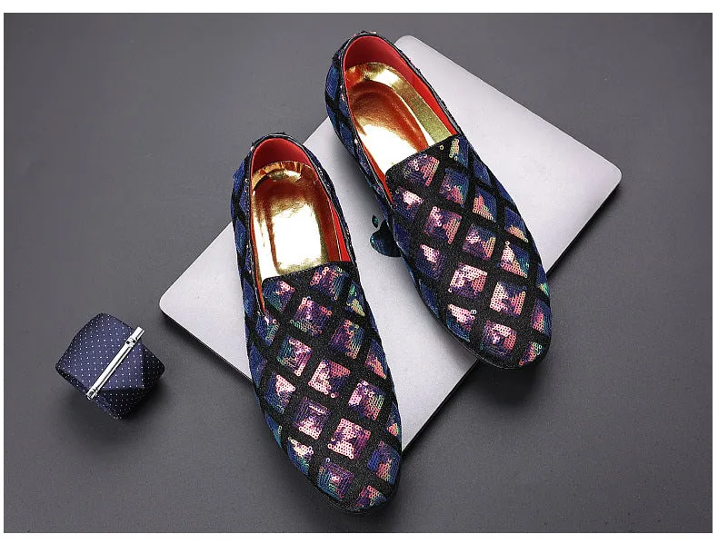 Geometric Sequins Loafers Shoes