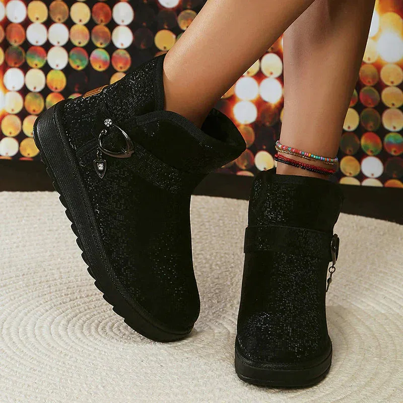 Gioia | thick plush warm glitter boots