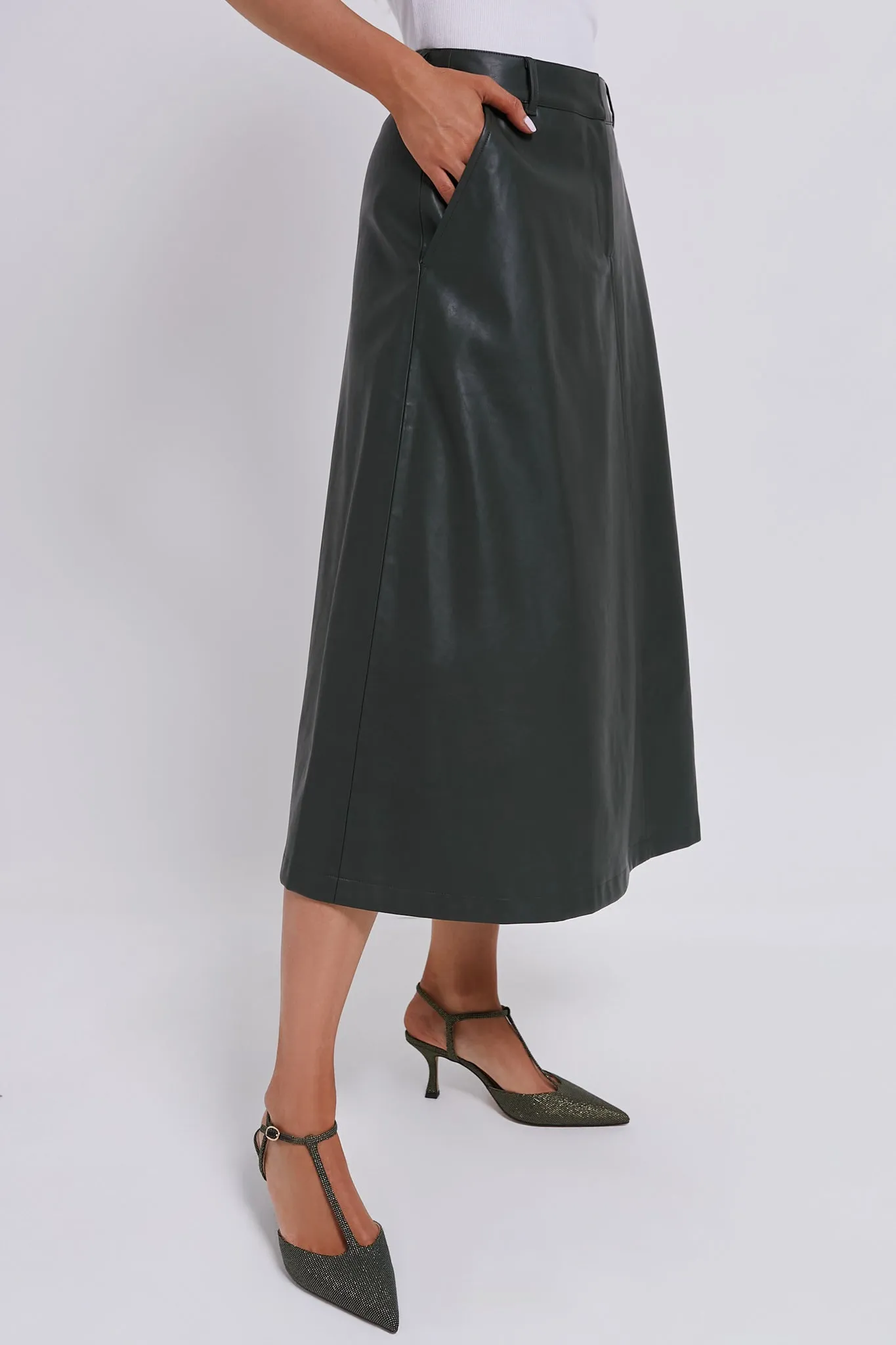 Green Leather Ira Skirt