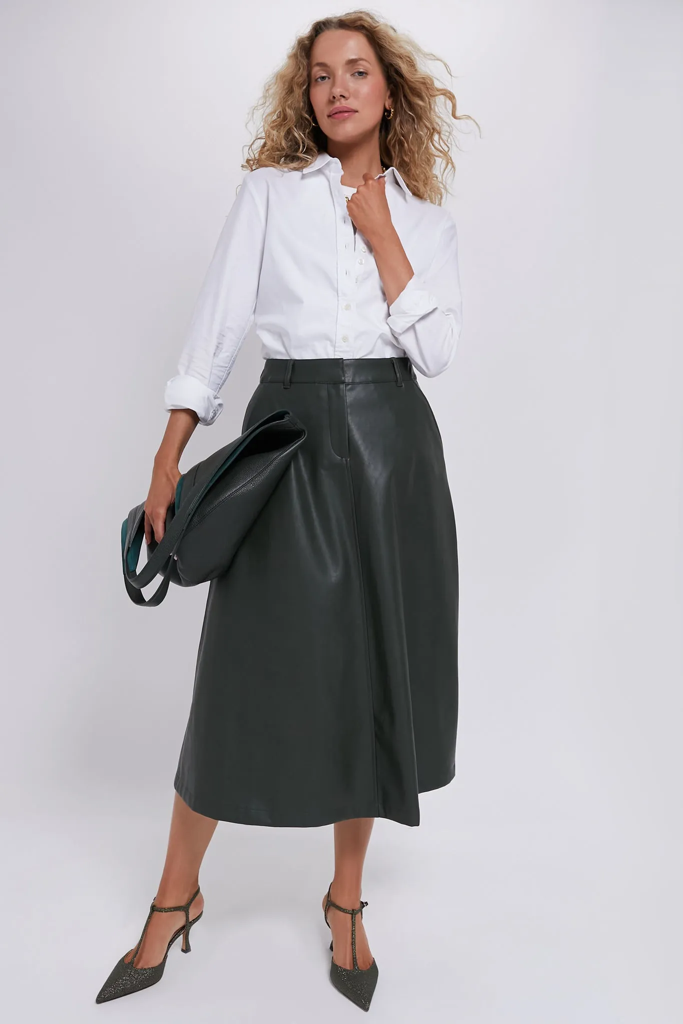 Green Leather Ira Skirt