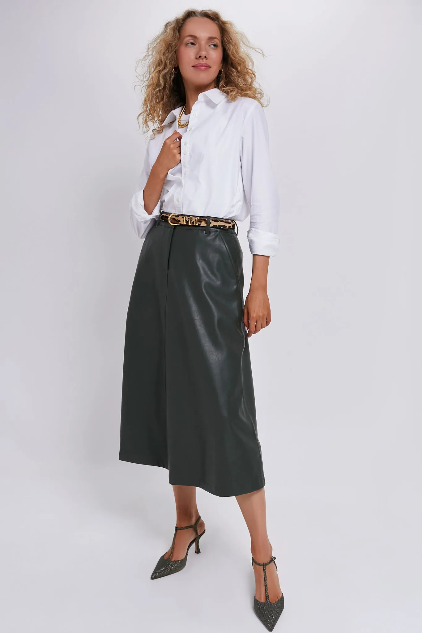 Green Leather Ira Skirt