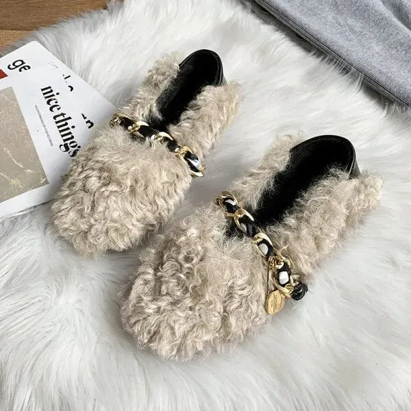 Iida Faux Fur Round Toe Loafers