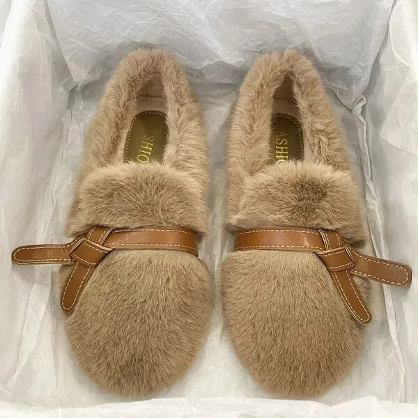 Iida Faux Fur Round Toe Loafers