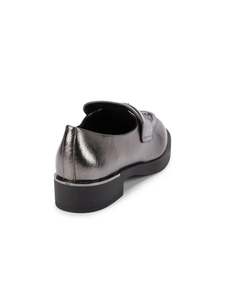 Ivette Dkny Metallic Penny Loafers in Dark Gunmetal