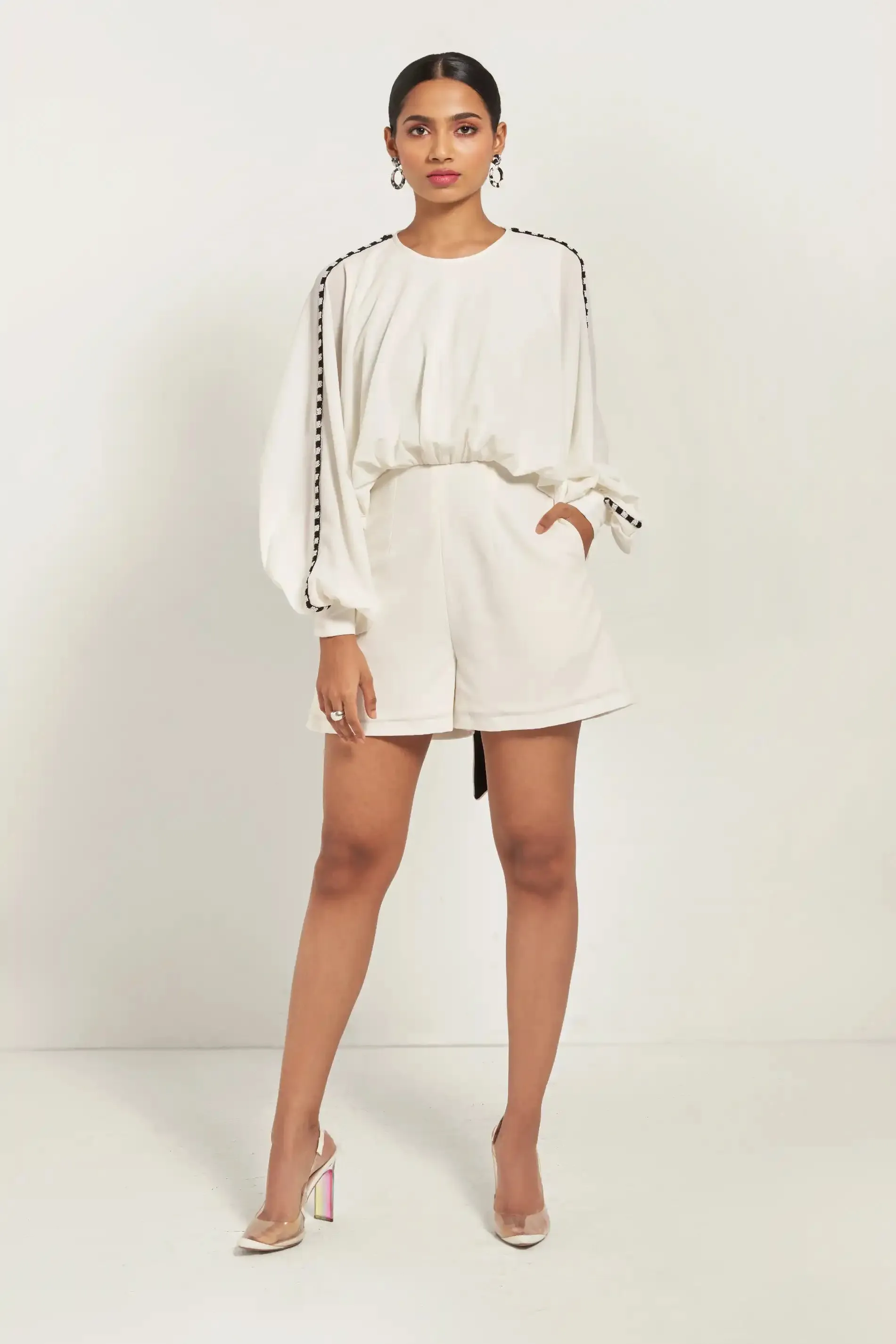 Ivory Cut-Out Kimono Romper