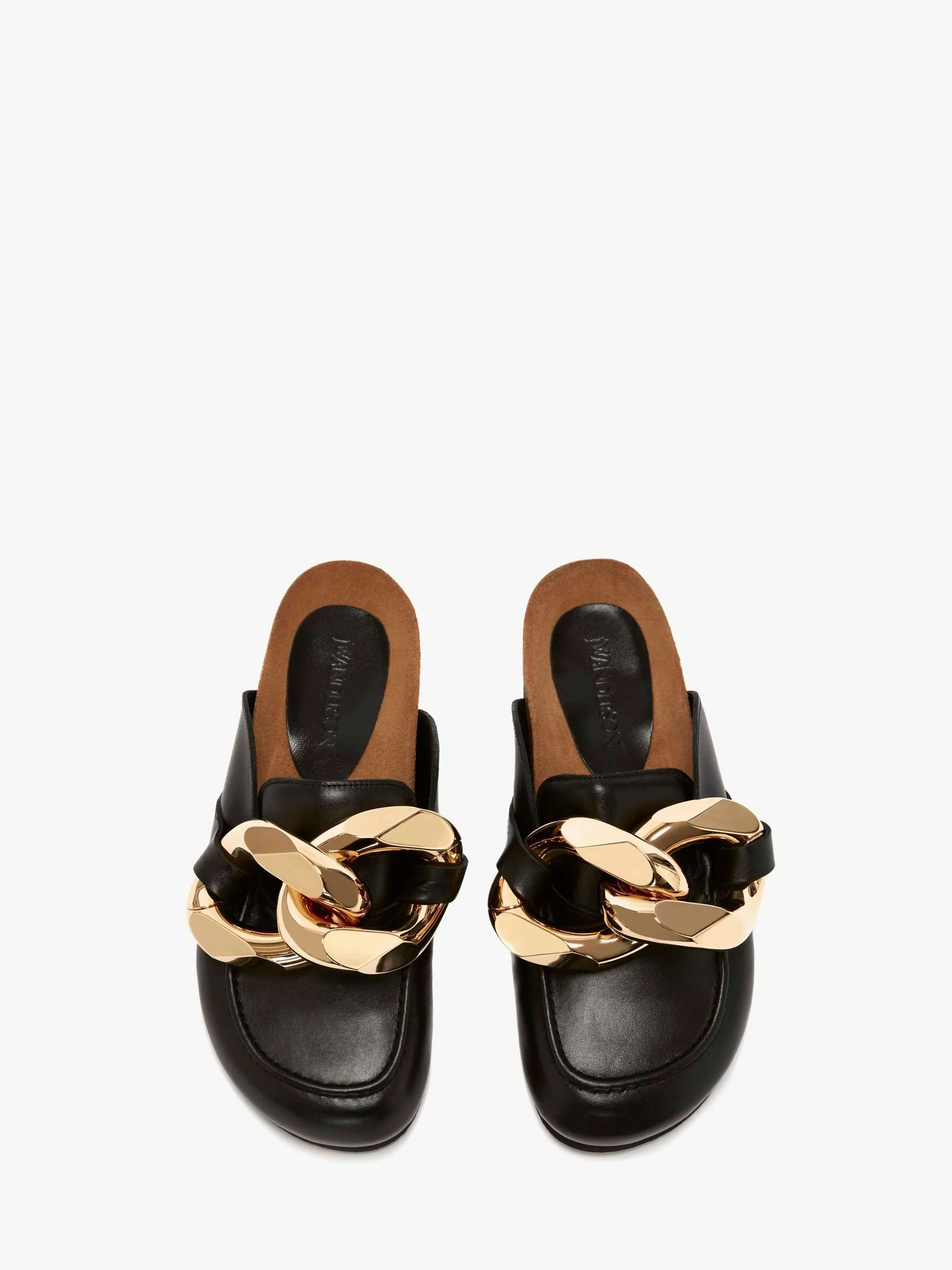 JW Anderson Leather Mules with Chain, Black